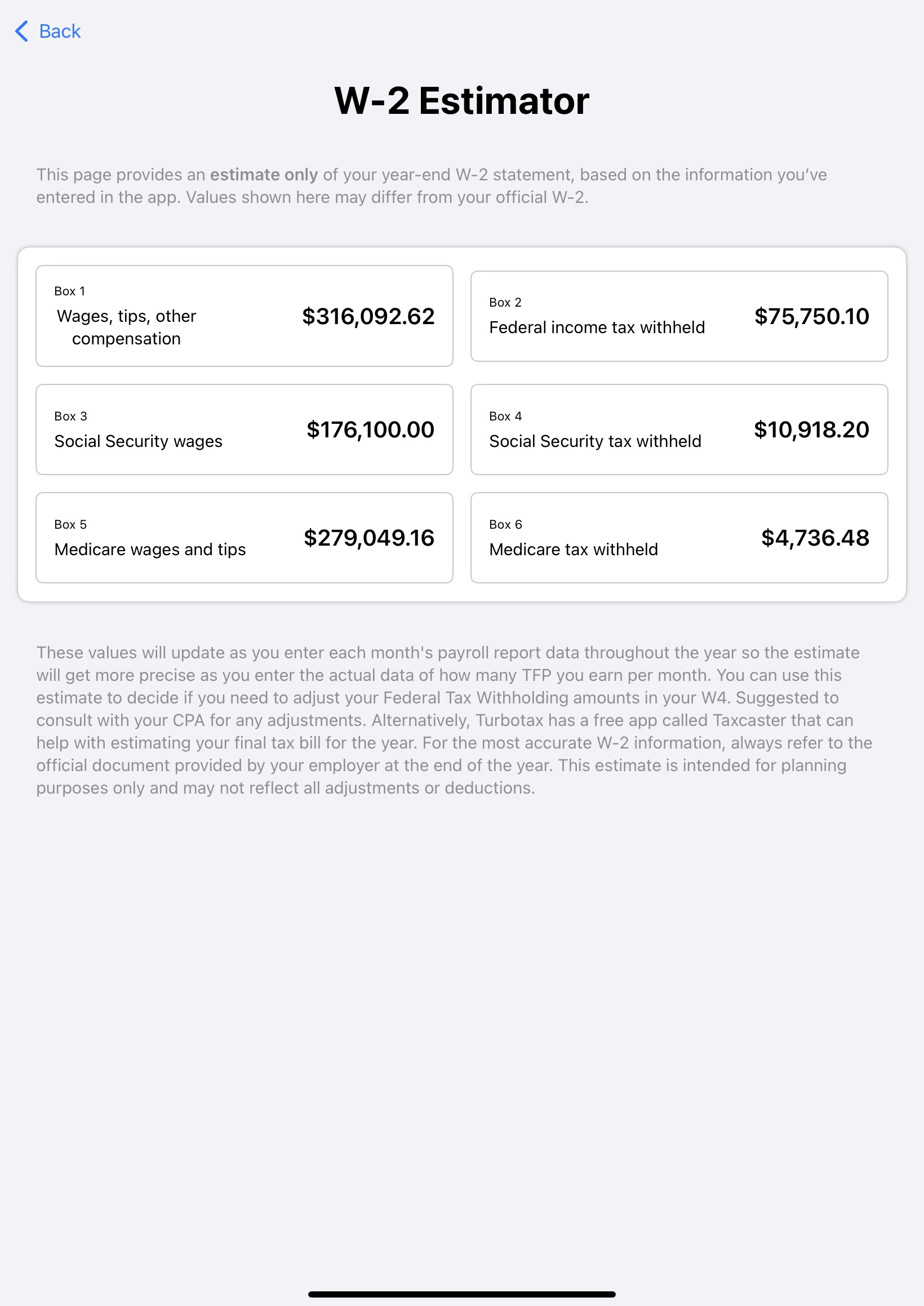 W-2 Estimator